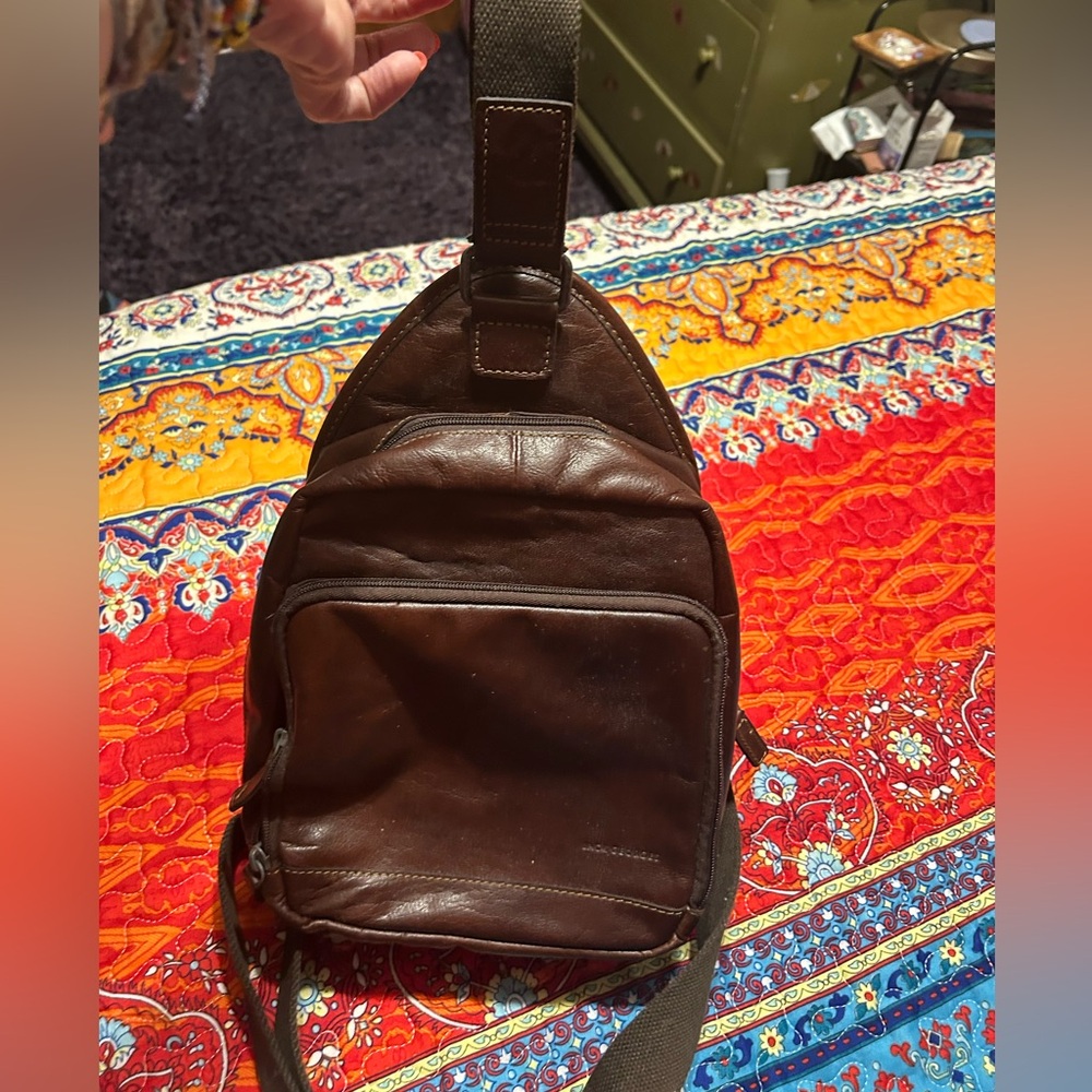 Jack George’s leather sling bag